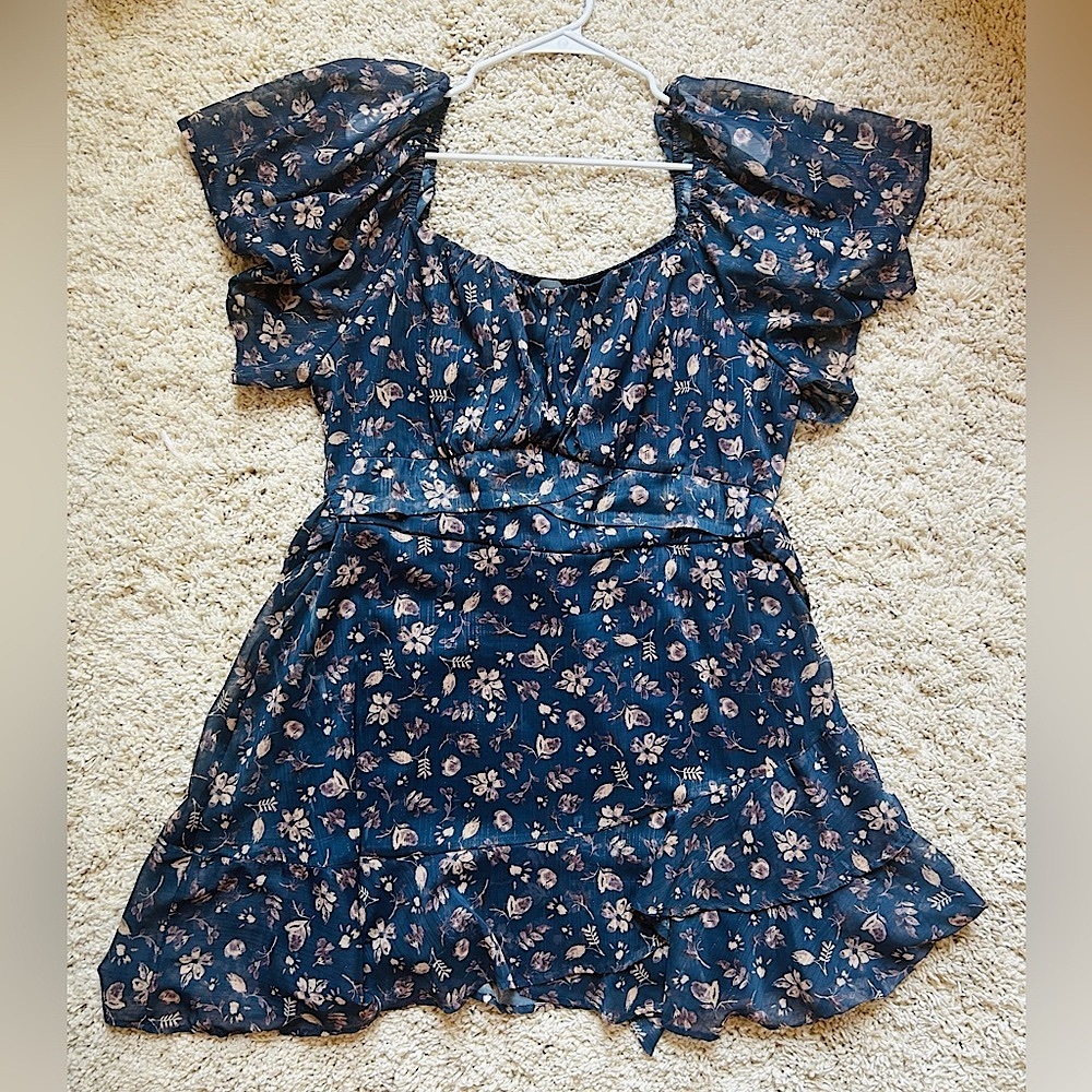 ARULA Navy Blue Floral Mini Dress